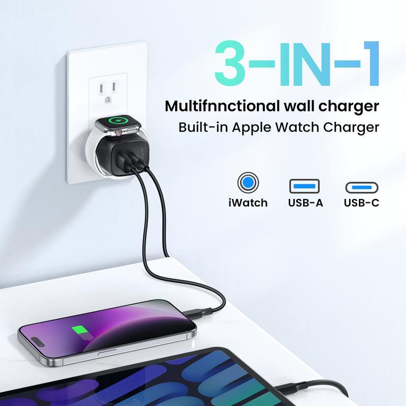Three-in-one watch charging block in an everyday setup