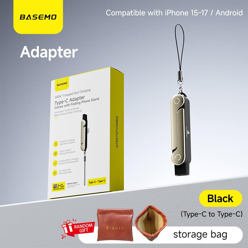 240W High-Speed 2-in-1 Detachable USB-C Power Cable with 360° Rotating Invisible Stand