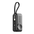 3-in-1 Folding Portable Power Bank with Integrated Cables, Smartwatch Wireless Charging, and Phone Stand