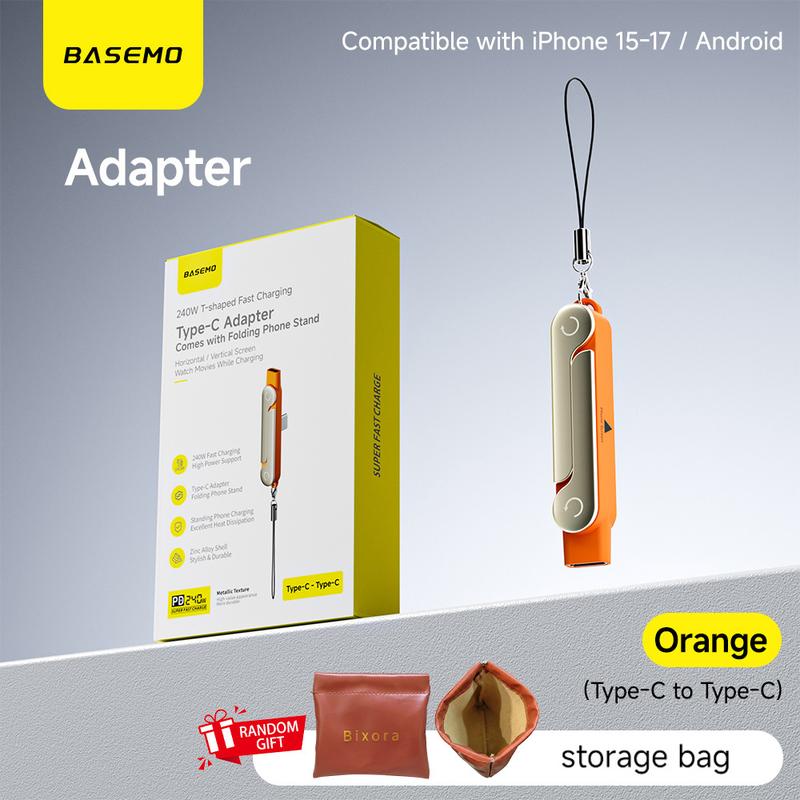 240W High-Speed 2-in-1 Detachable USB-C Power Cable with 360° Rotating Invisible Stand