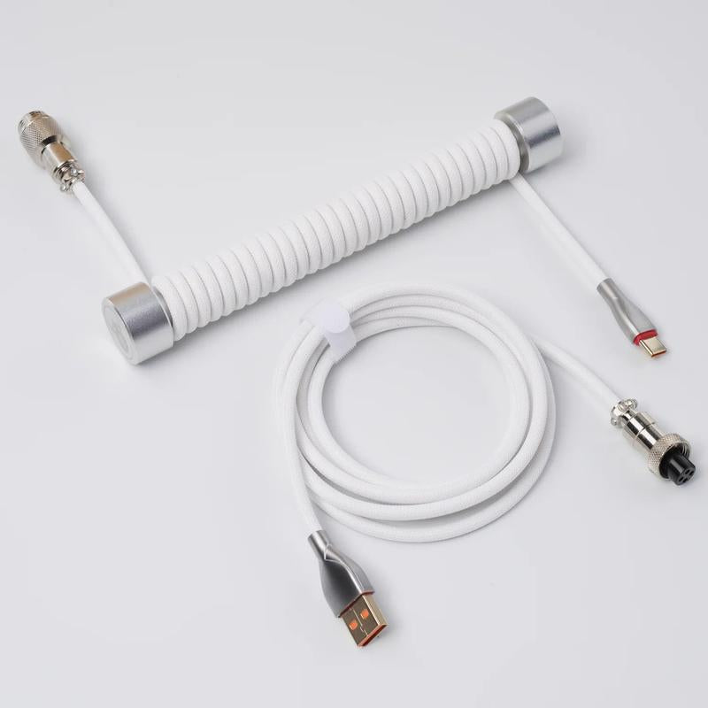 Coiled Aviator USB Cable - TPU+EVA Mesh, Spiral Structure for Mechanical Keyboards