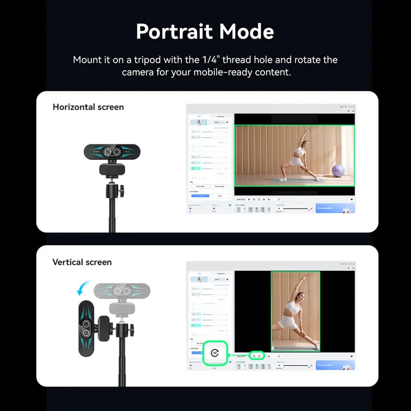4K Dual Cam Webcam with Remote, RGB Light, 11x Zoom, Auto Focus, USB Microphone & Privacy Cover