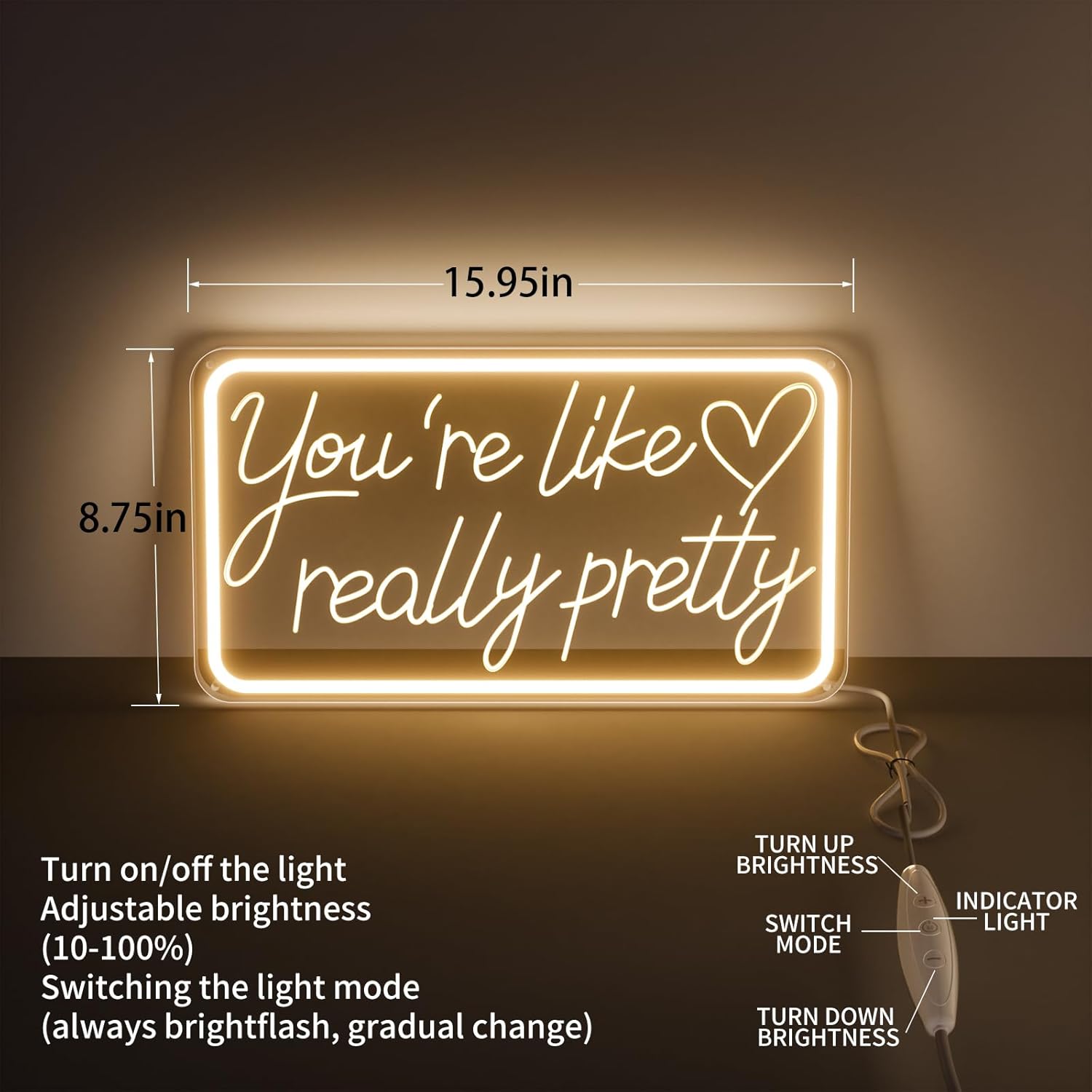 You'Re Like Really Pretty Neon Sign, Warm White Led Neon Signs for Wall Decor,You'Re Like Really Pretty Led Light Sign for Girls Room Vanity Bedroom Offices Decor Boutique Really Her Signs