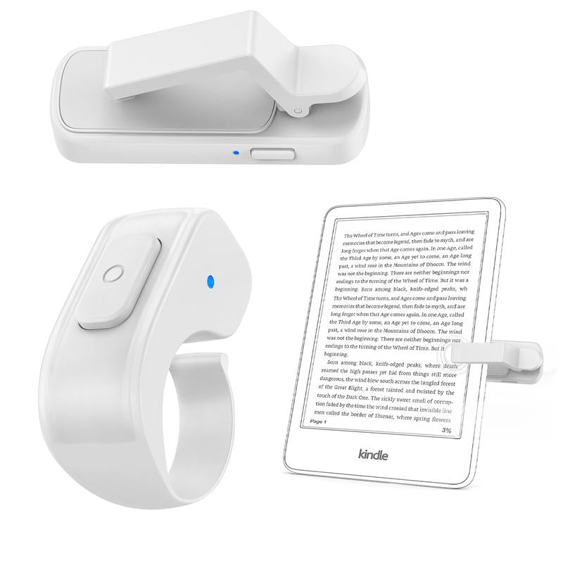 Wireless Page Turner Ring for E-Readers and Tablets with Storage Bag - Hands-Free Remote Control