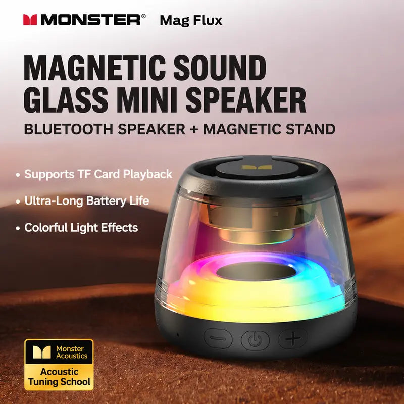 Mini Bluetooth 6.0 Speaker with RGB Light Show, TWS Stereo and Magnetic Design