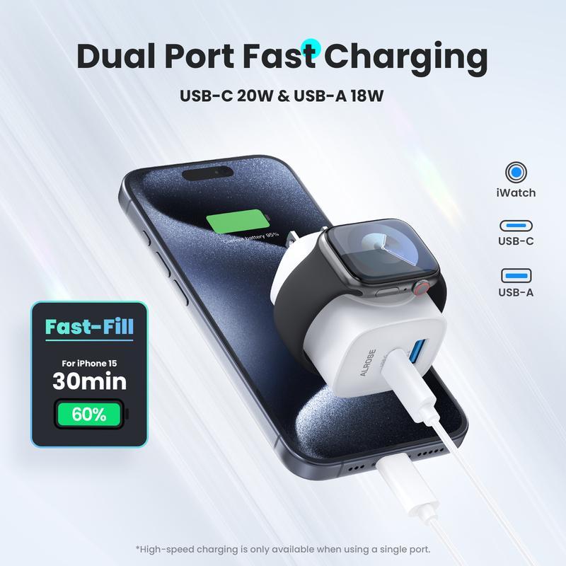 USB-C and USB-A ports on the charging block
