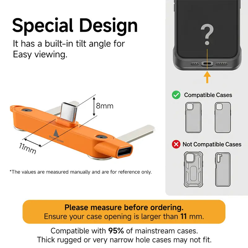 240W High-Speed 2-in-1 Detachable USB-C Power Cable with 360° Rotating Invisible Stand