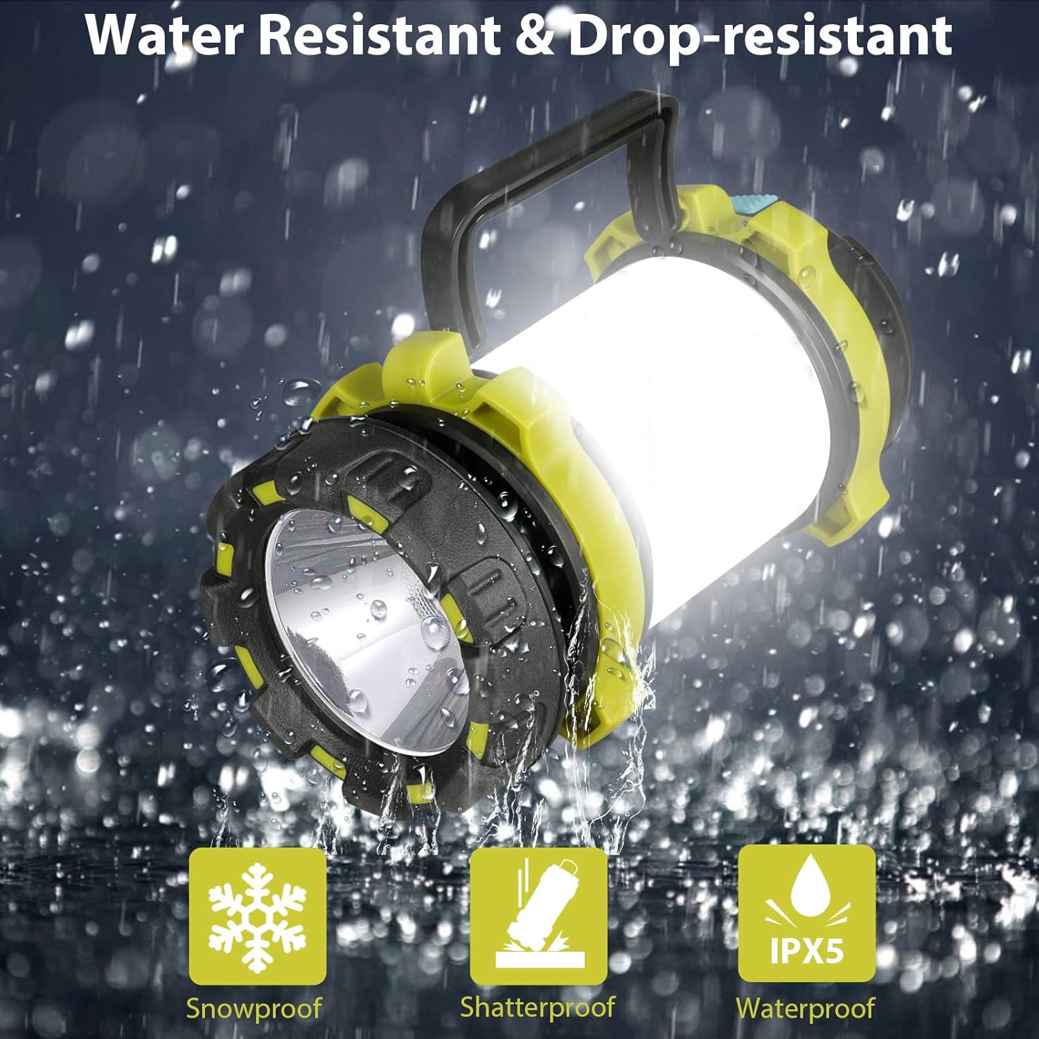 2 Pack Camping Lantern, Outdoor LED Camping Light, Rechargeable Flashlights with 1000LM, 6 Modes, IPX5 Waterproof Portable Emergency Camp Light for Hurricane Survival - Green