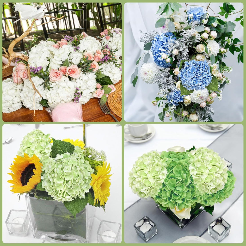 Yastouay 3 Pcs Real Touch Hydrangea Artificial Flowers, 21" Blue Full Faux Hydrangea Flowers Latex Fake Flowers for Home Decor Party Floral Arrangements Wedding Bouquets Centerpieces Outdoor Decor