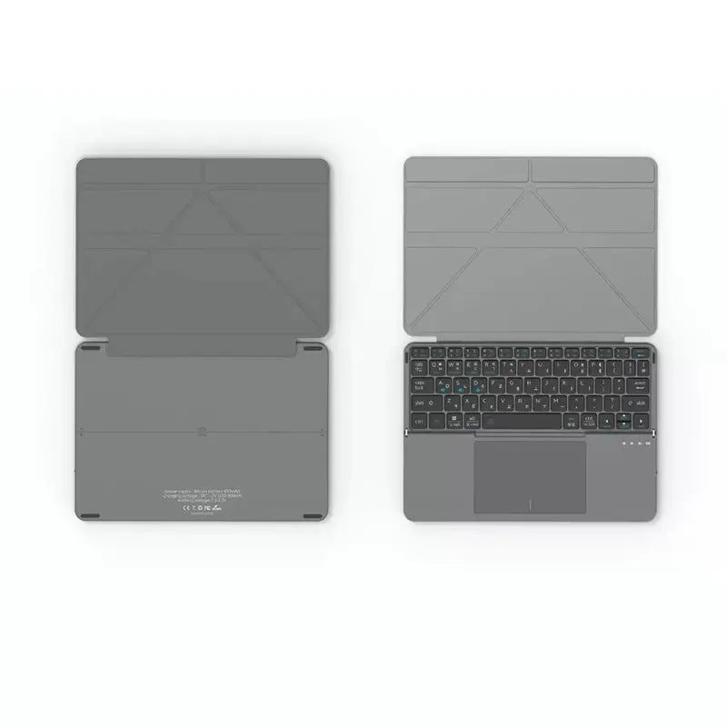 Foldable Bluetooth External Keyboard with Detachable Leather Stand, Compact Ergonomic Design