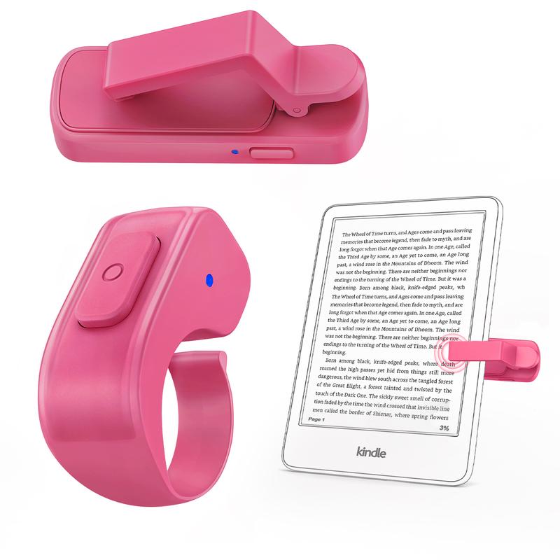 Wireless Page Turner Ring for E-Readers and Tablets with Storage Bag - Hands-Free Remote Control