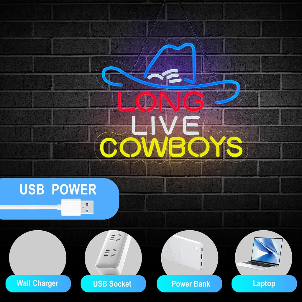 Long Live Cowboy Neon Sign for Wall Décor LED Cowboy Neon Sign Decor Light.