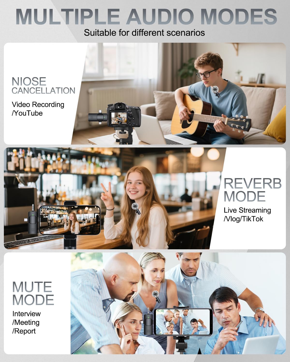 3-in-1 Professional Wireless Lavalier Microphone for Smartphones, Cameras, and Laptops - Crystal Clear Sound