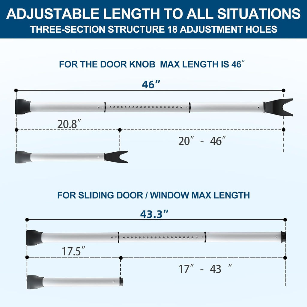 Rerishom Door Security Bar, Door Stoppers Security bar,Heavy Duty Door Lock Security Door Jammer Door Stopper for Apartment, Hotel Room,Screen Door Hardware, Gate Lock Bar, 2 Pack