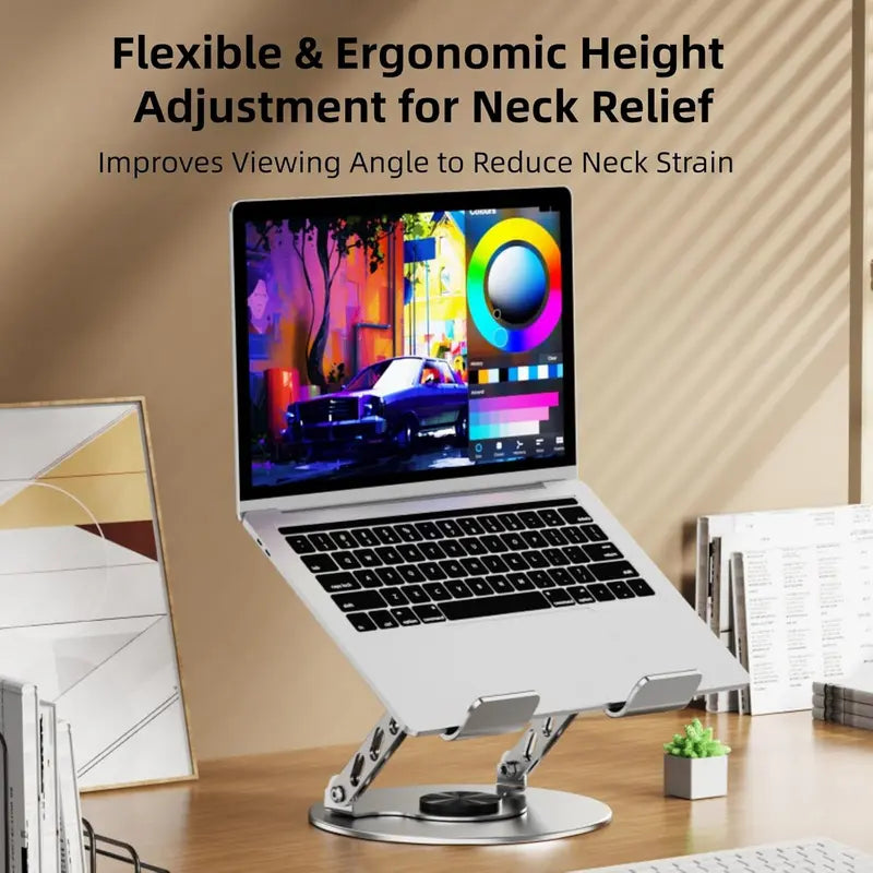 360° Rotating Laptop Stand - Adjustable Aluminum Foldable Stand for Desk & Gaming