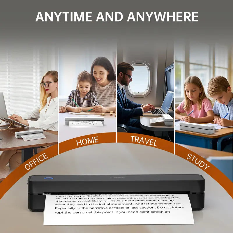 Portable Wireless Thermal Printer for Travel, Supports 8.5"x11" US Letter & A4 Paper