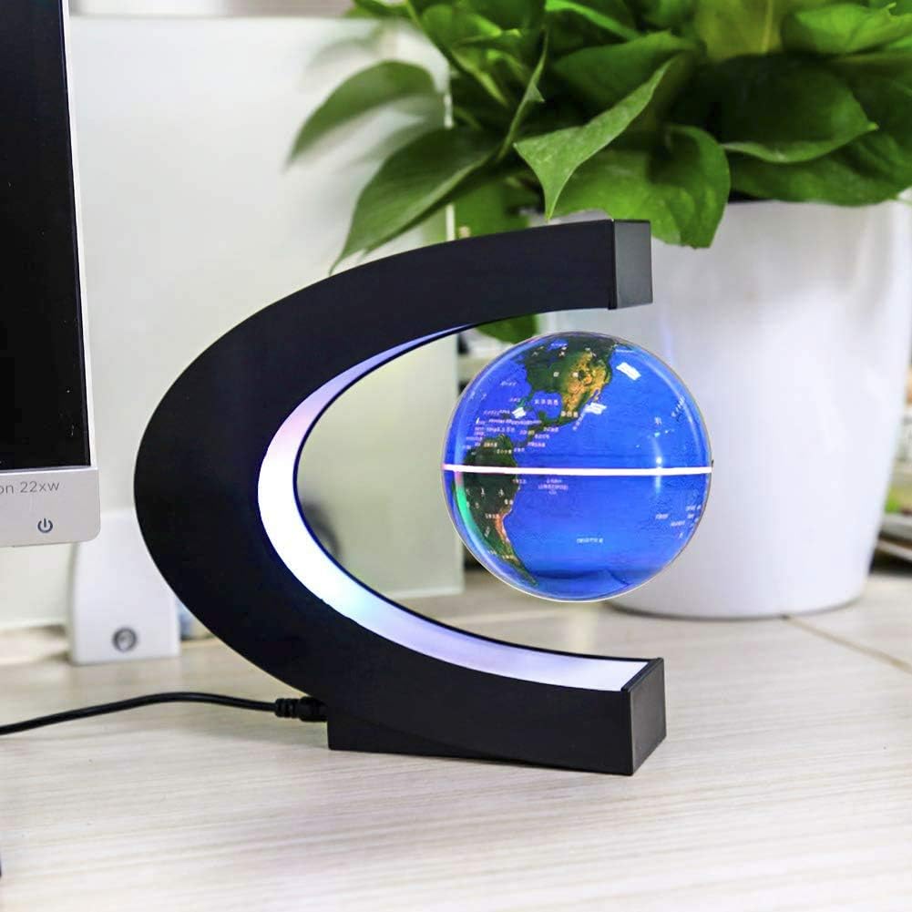 Magnetic Levitating Globe with LED Light - Floating World Map Desk Decor for Office and Home
