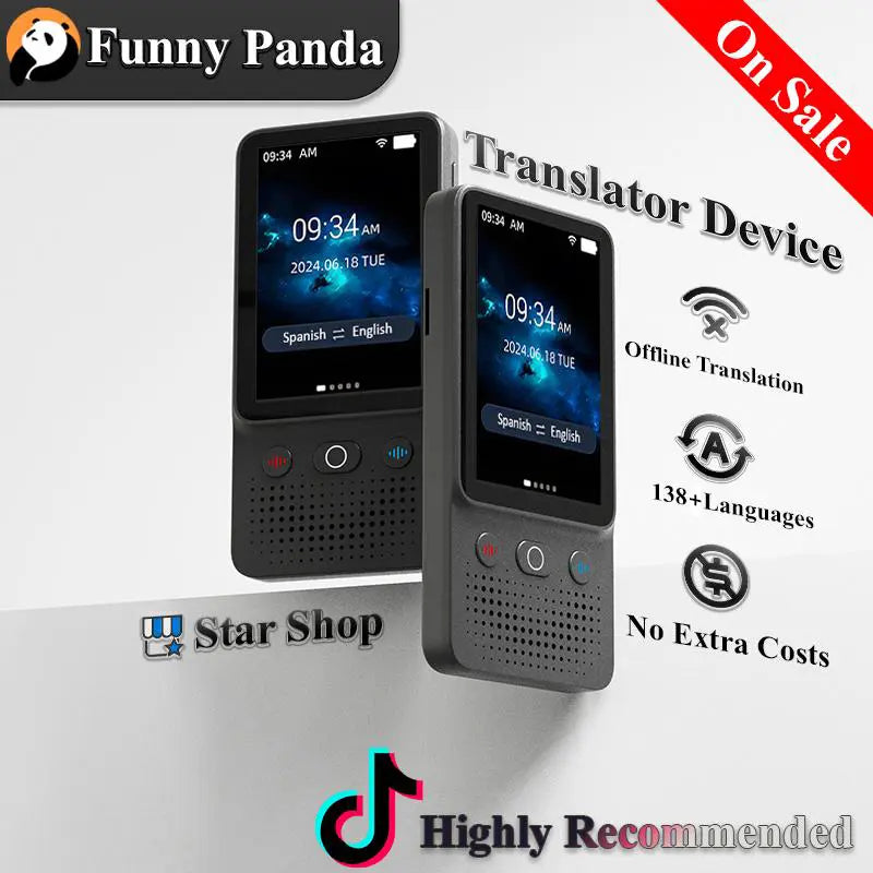 Portable Digital Language Translator Device - 138+ Languages WiFi Touchscreen Real-Time Translator