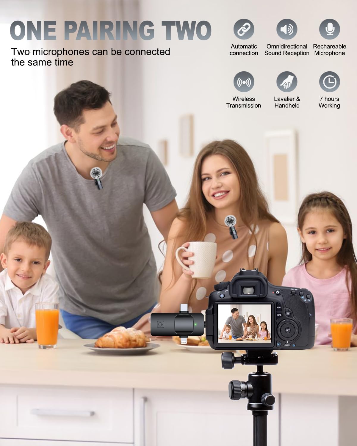 3-in-1 Professional Wireless Lavalier Microphone for Smartphones, Cameras, and Laptops - Crystal Clear Sound