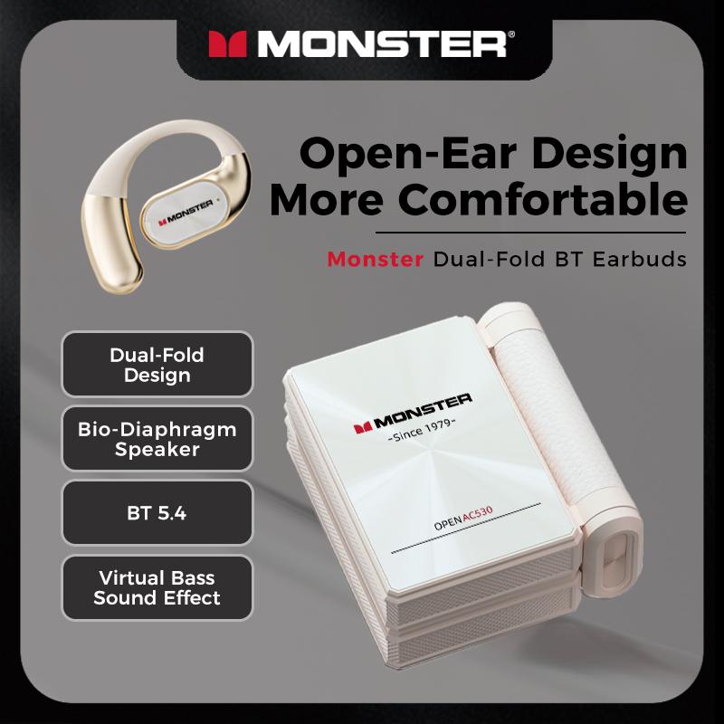 Open-Ear Mic Headset, Dual-Fold Design, 100H Battery Life Bluetooth 6.0 Wireless Earbuds