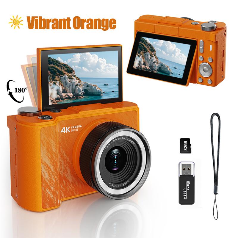 2026 Digital Camera for Photography with Foldable Screen and 32GB SD Card