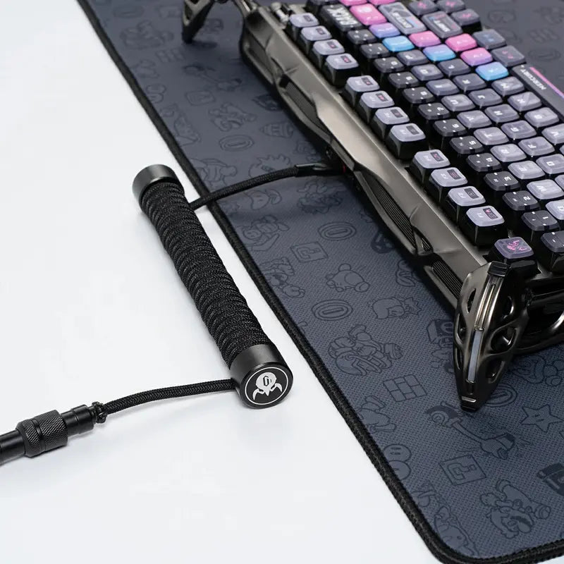 Coiled Aviator USB Cable - TPU+EVA Mesh, Spiral Structure for Mechanical Keyboards