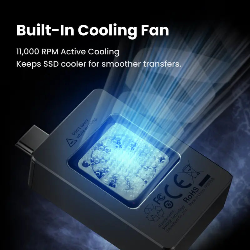 M.2 NVMe SSD Enclosure with Active Cooling System, 10Gbps USB C 3.2 Gen2 for 2230 SSDs