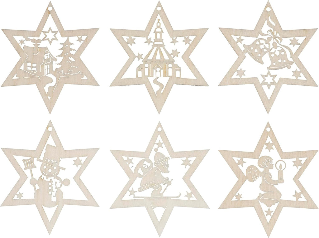Christmas Star Tree Decorations 6 Pieces Ore Mountains Guaranteed for Indoor