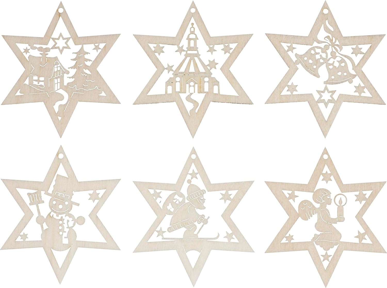 Christmas Star Tree Decorations 6 Pieces Ore Mountains Guaranteed for Indoor