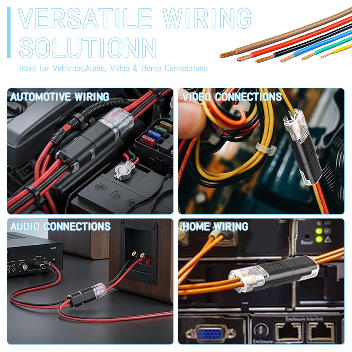 50pcs Double Wire Plug in Connector with Locking Buckle, Quick-Clip Fasteners Multi-Purpose Snap-On Blocks for Strip Lights DIY Crafting, Low-Voltage Decor & Model Kits 2 Pin