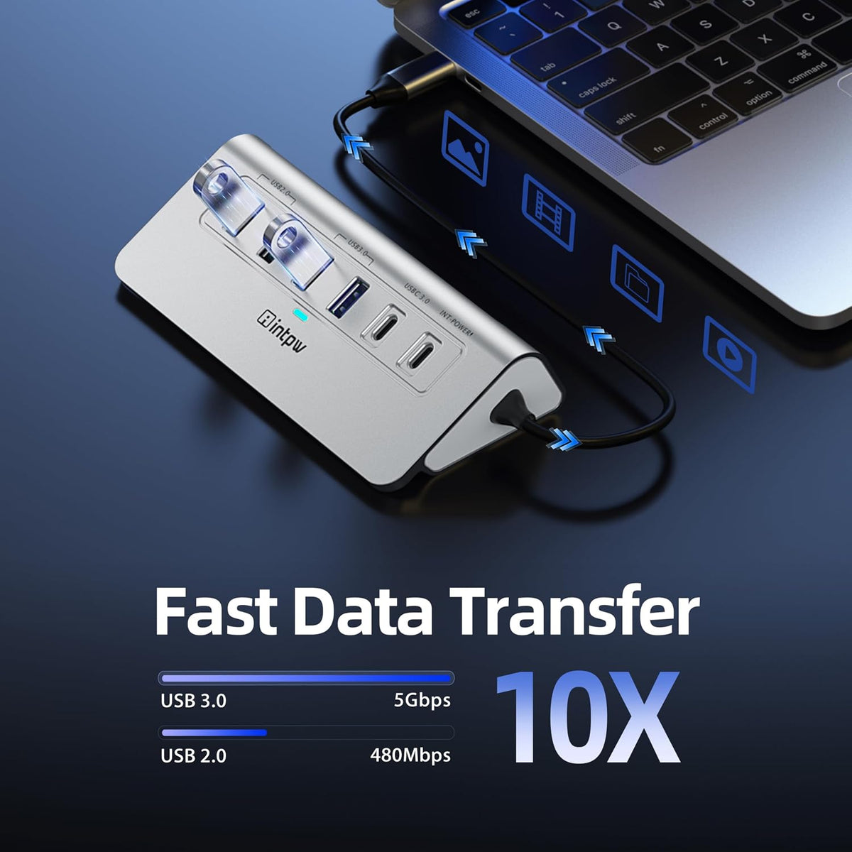 10-in-1 USB C Hub with 4K HDMI, Gigabit Ethernet, 100W PD, and SD/TF Card Reader
