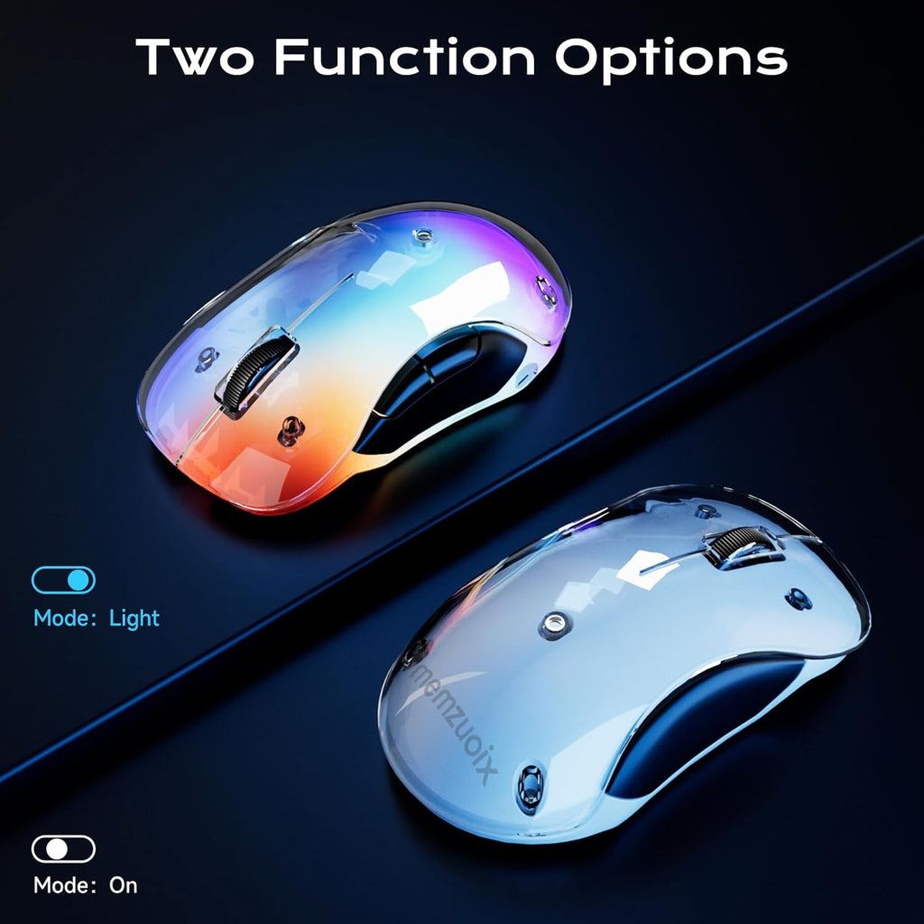 memzuoix 2.4G Aesthetic Wireless Mouse - Customizable Covers & LED Mood Lighting - Rechargeable Ergonomic Design, 5 Buttons, 1200 DPI for Office, Laptop, Mac - White