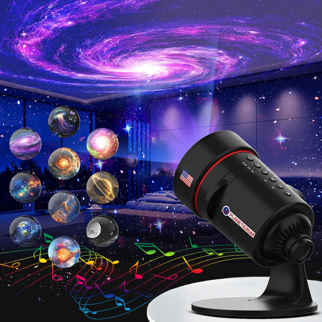 [White Noise] Galaxy Projector with Sound Machine 28 Soothing Sounds Memory Function Sleeping Timer Star Light Planetarium Projector with Starry Sky Space Solar System Moon Nebula for Adults Baby Kids