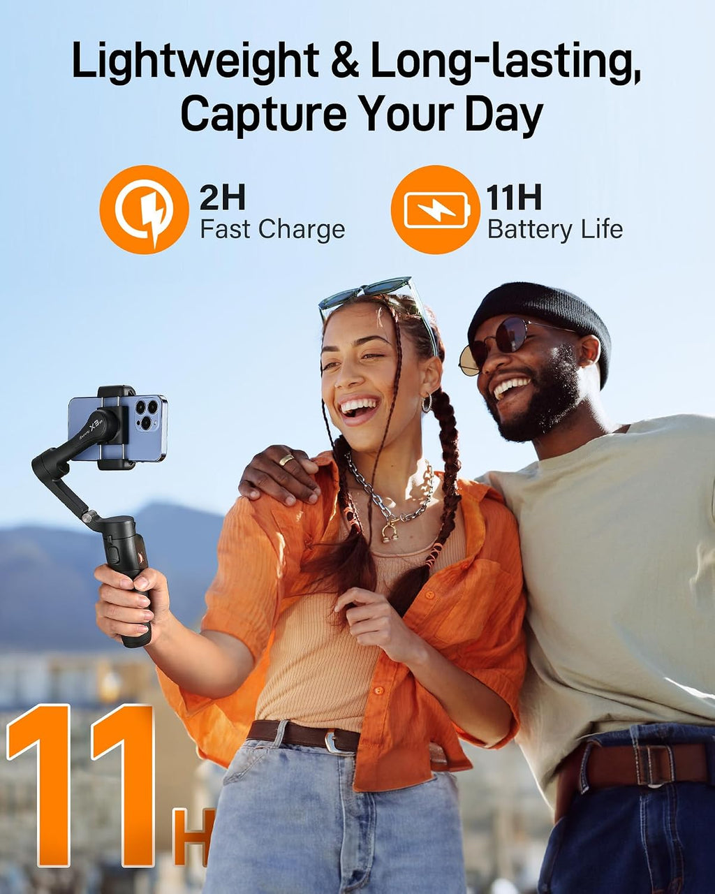 3-Axis Gimbal Stabilizer for iPhone & Android with Detachable Remote, Foldable Phone Stabilizer