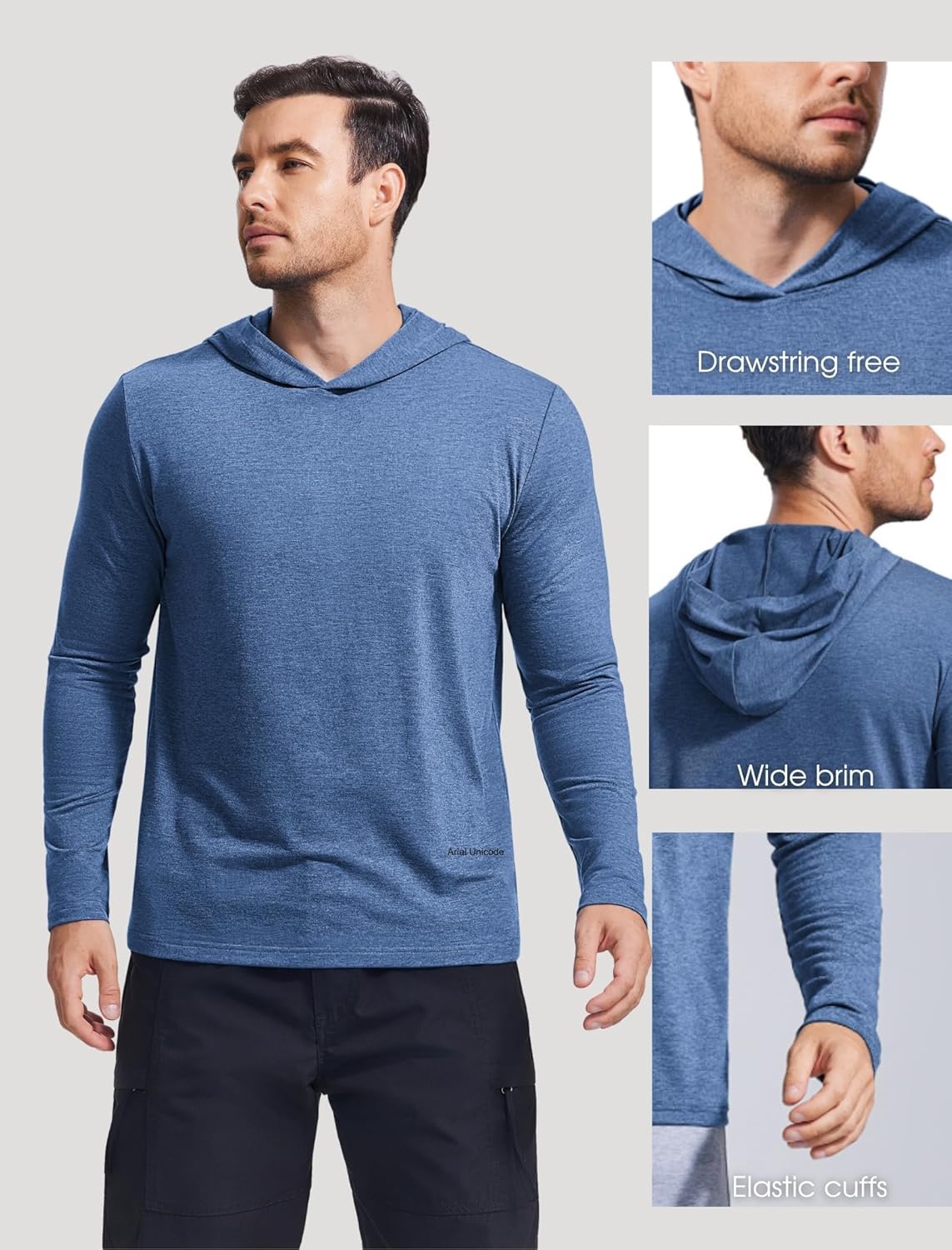 PINSPARK Lightweight Pullover Hoodies for Men Long Sleeve Hoodie for Golf Gym Workout Athletic Sweatshirt