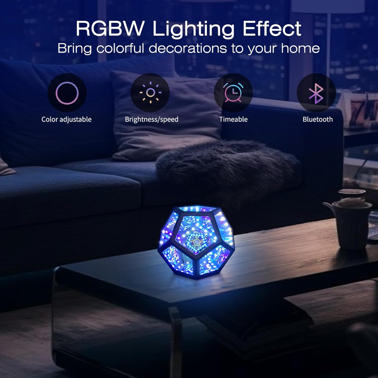 MITO Infinity Mirror Light Infinite Dodecahedron Color Art Light for Gaming Room Decor 3D Hyper Cube RGBW Color Changing Night Lighting for Computer Gaming Desk Birthday Christmas Gift