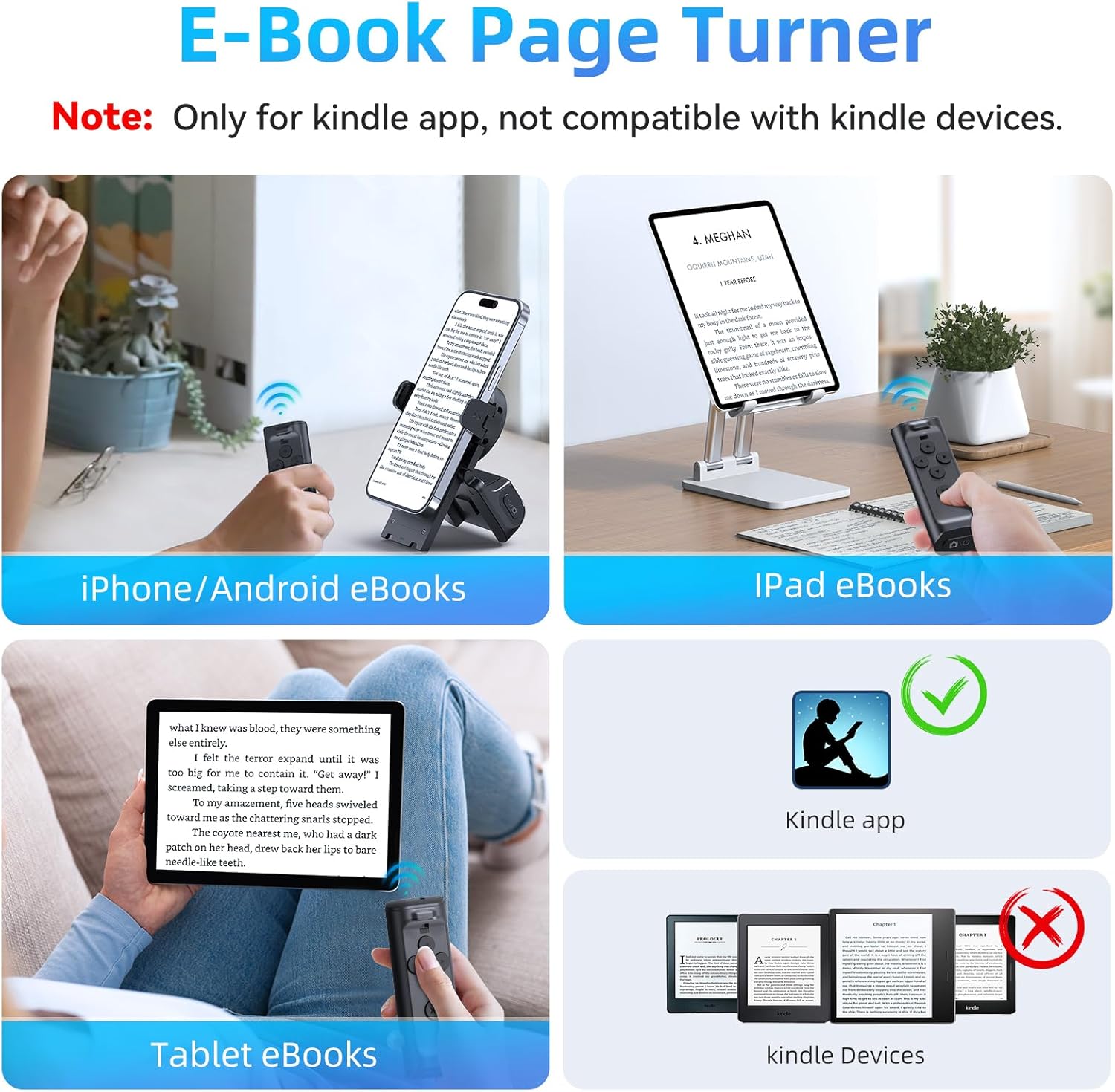 Bluetooth Remote Control with Phone Stand for Scrolling, Page Turning & Camera Shutter
