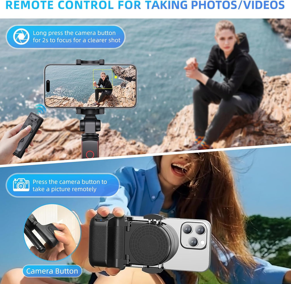 Bluetooth Remote Control with Phone Stand for Scrolling, Page Turning & Camera Shutter