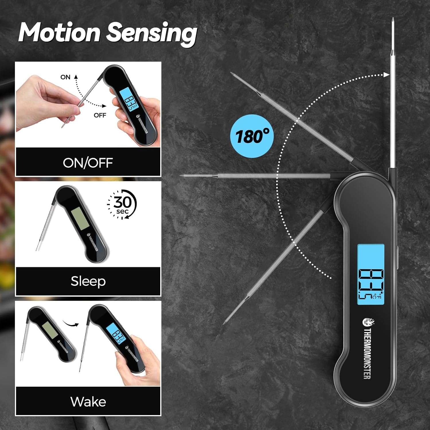 0.5 Second Instant Read Digital Meat Thermometer with ±0.5℉ Precision, Waterproof Food Thermometer