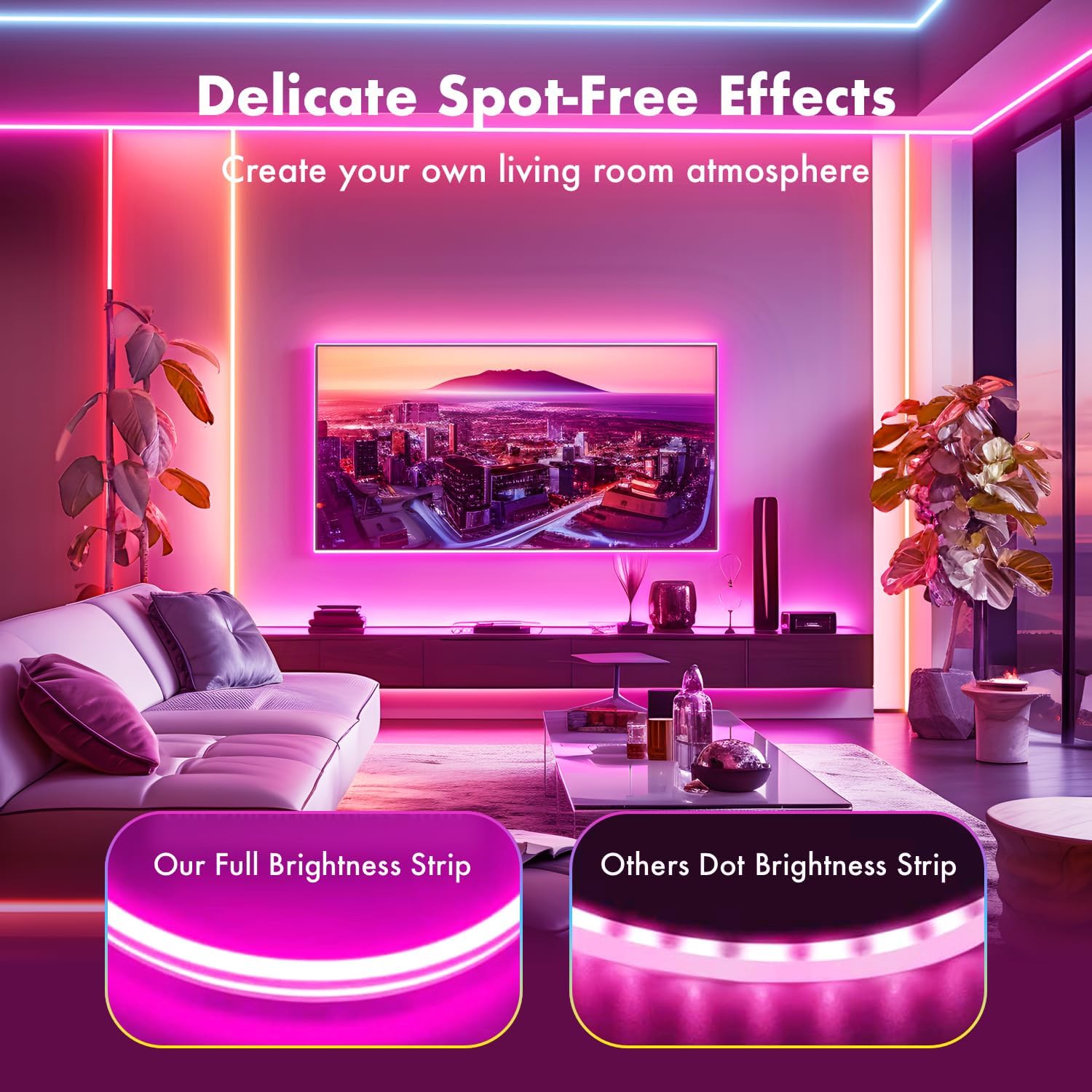 50FT RGB Neon Rope Lights, IP67 Waterproof, App/Remote Control, Music Sync, Cuttable