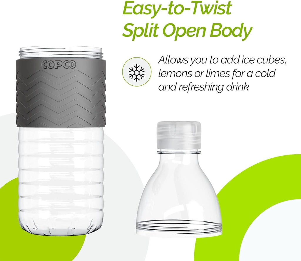 16.9 oz Reusable Water Bottle Set of 2 with Spill-Resistant Lid & Non-Slip Sleeve