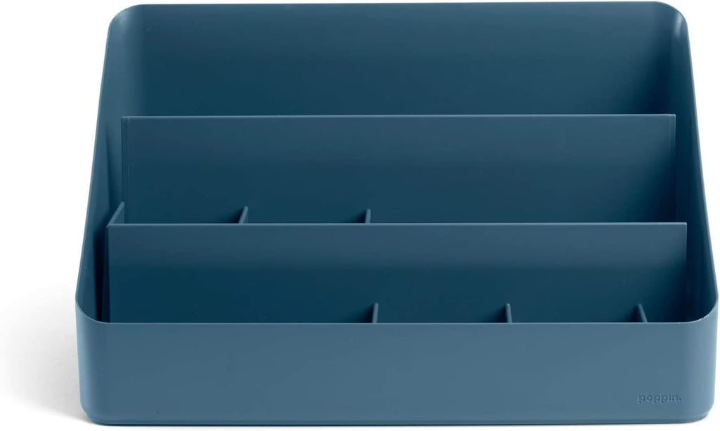 Poppin Desk Organizer with 3 Tiers, Sliding & Removable Dividers, Charging Station - All-in-One Workspace Organizer for Office Supplies, Desktop Organizer