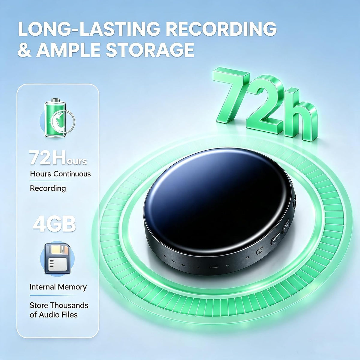Ultra Magnetic Voice Recorder - Smart One-Touch Recording Device with HD Noise Reduction
