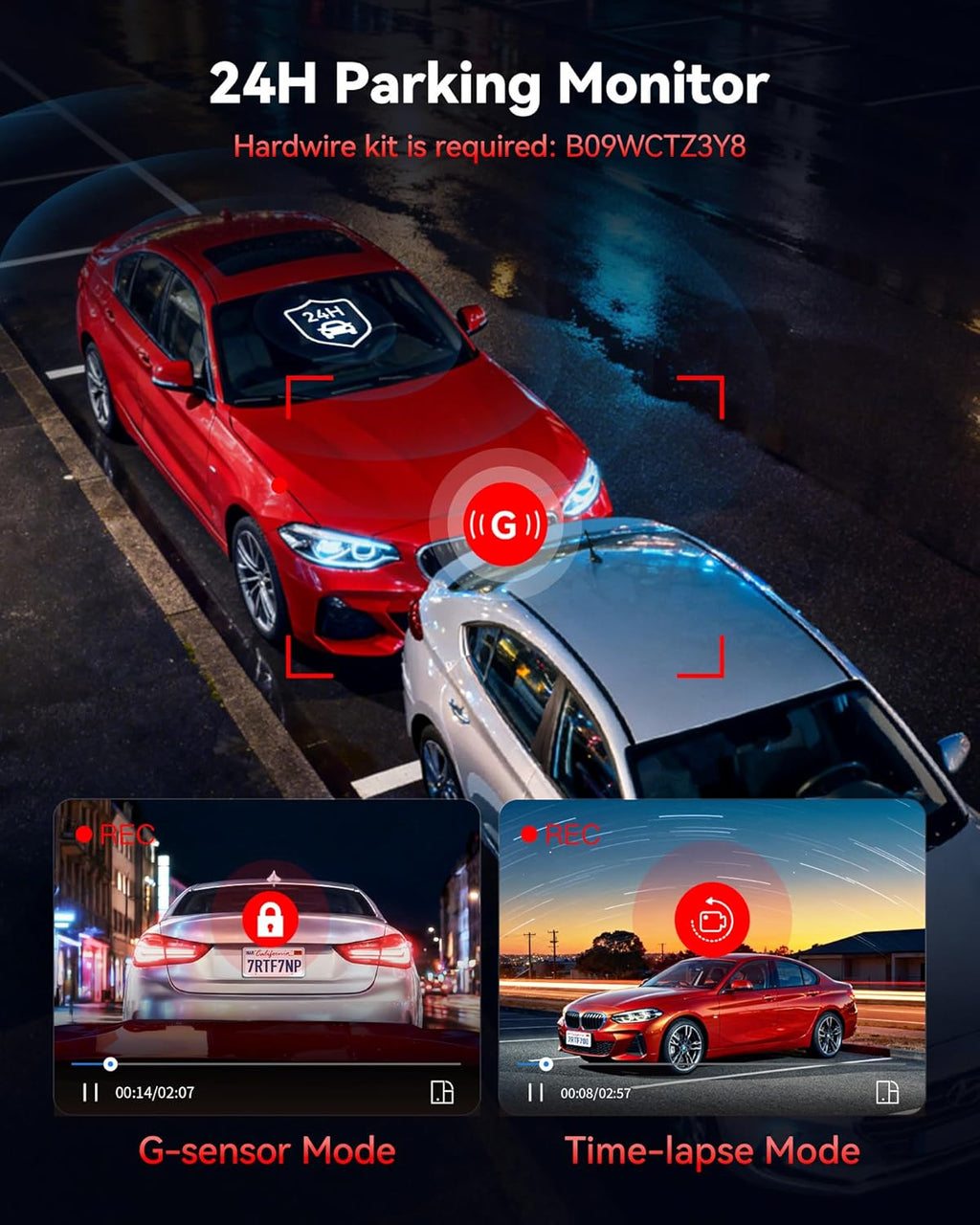4K Front and 1080P Rear Dual Dash Cam with STARVIS 2 Sensor, 5.8GHz WiFi, GPS, and Night Vision