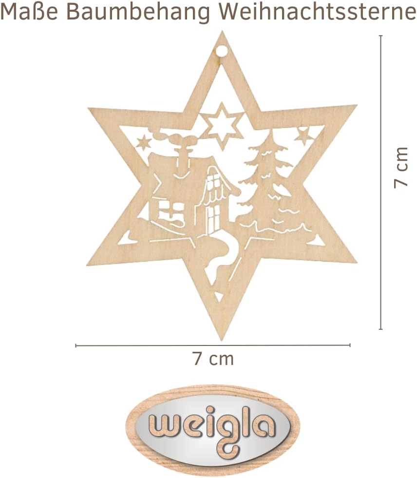 Christmas Star Tree Decorations 6 Pieces Ore Mountains Guaranteed for Indoor