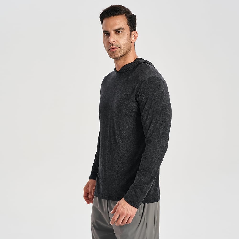 2PC Men's Athletic Hooded Shirts – Dry Fit Long Sleeve for Gym, Fishing & Sun Protection