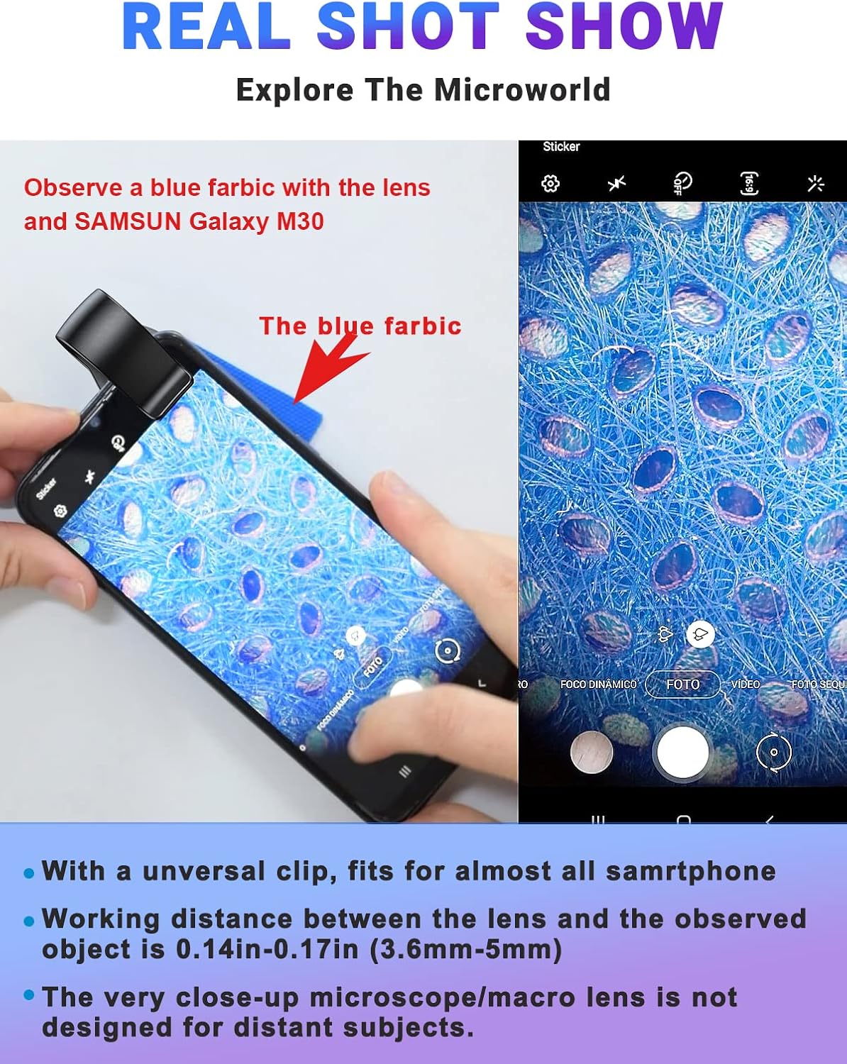 100x Smartphone Microscope Lens with Integrated LED Light for Macro Photography