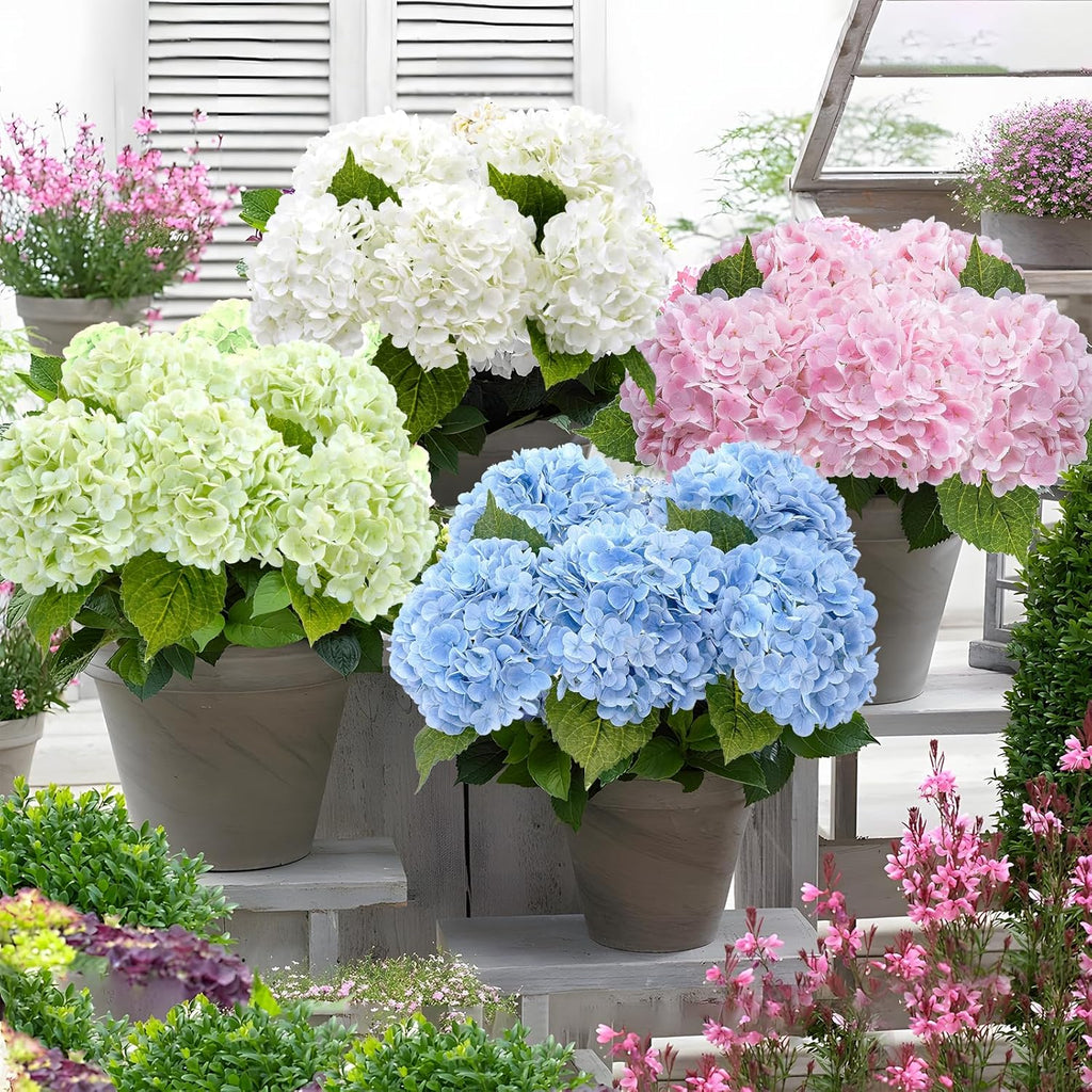 Waipfaru 21" Real Touch Blue Hydrangea Artificial Flowers with Long Stem & Leaves, Full Latex Faux Hydrangea Flowers for Home Decor Party Floral Arrangements Wedding Bouquets Centerpieces, 3Pcs