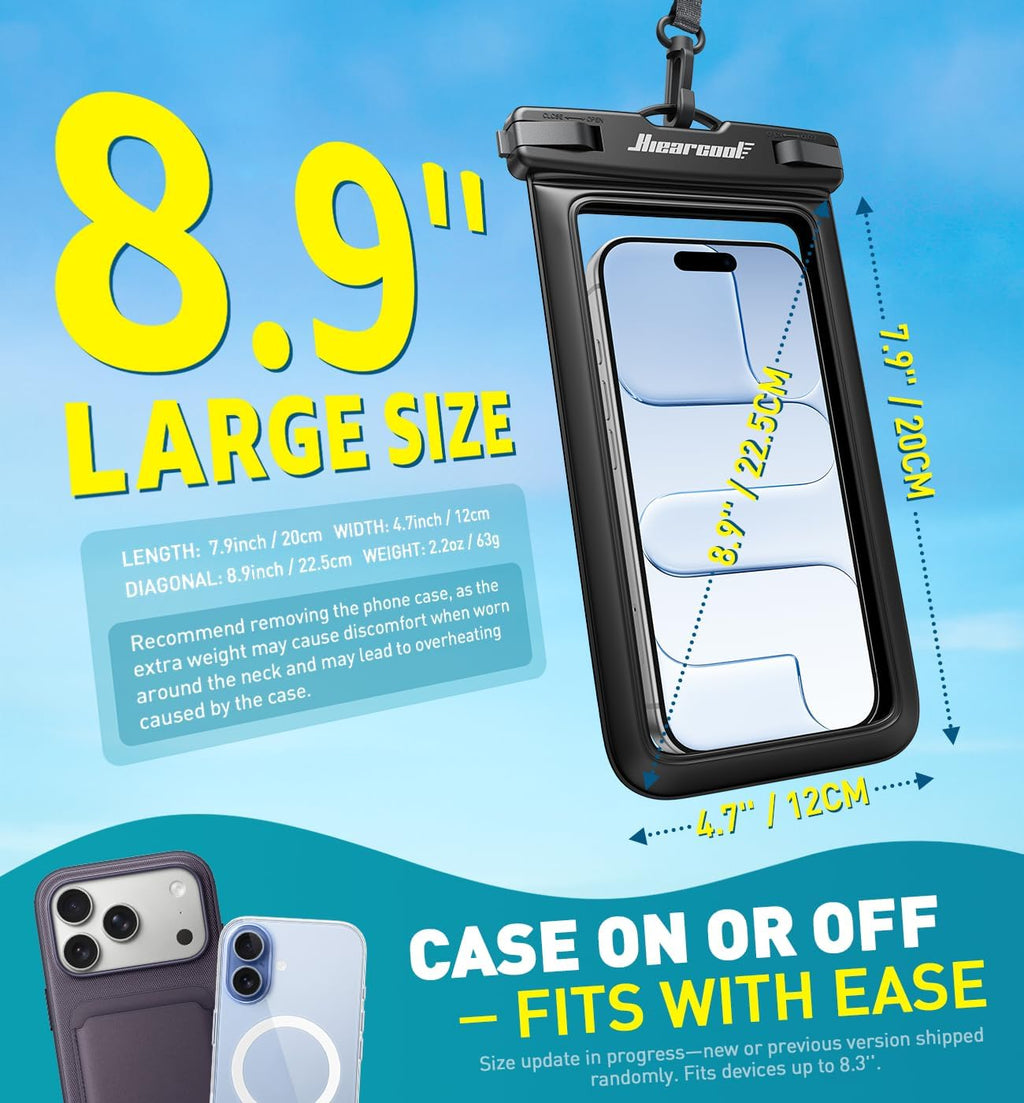 Hiearcool Waterproof Phone Pouch - IPX8 Cellphone Dry Bag for Beach & Swimming