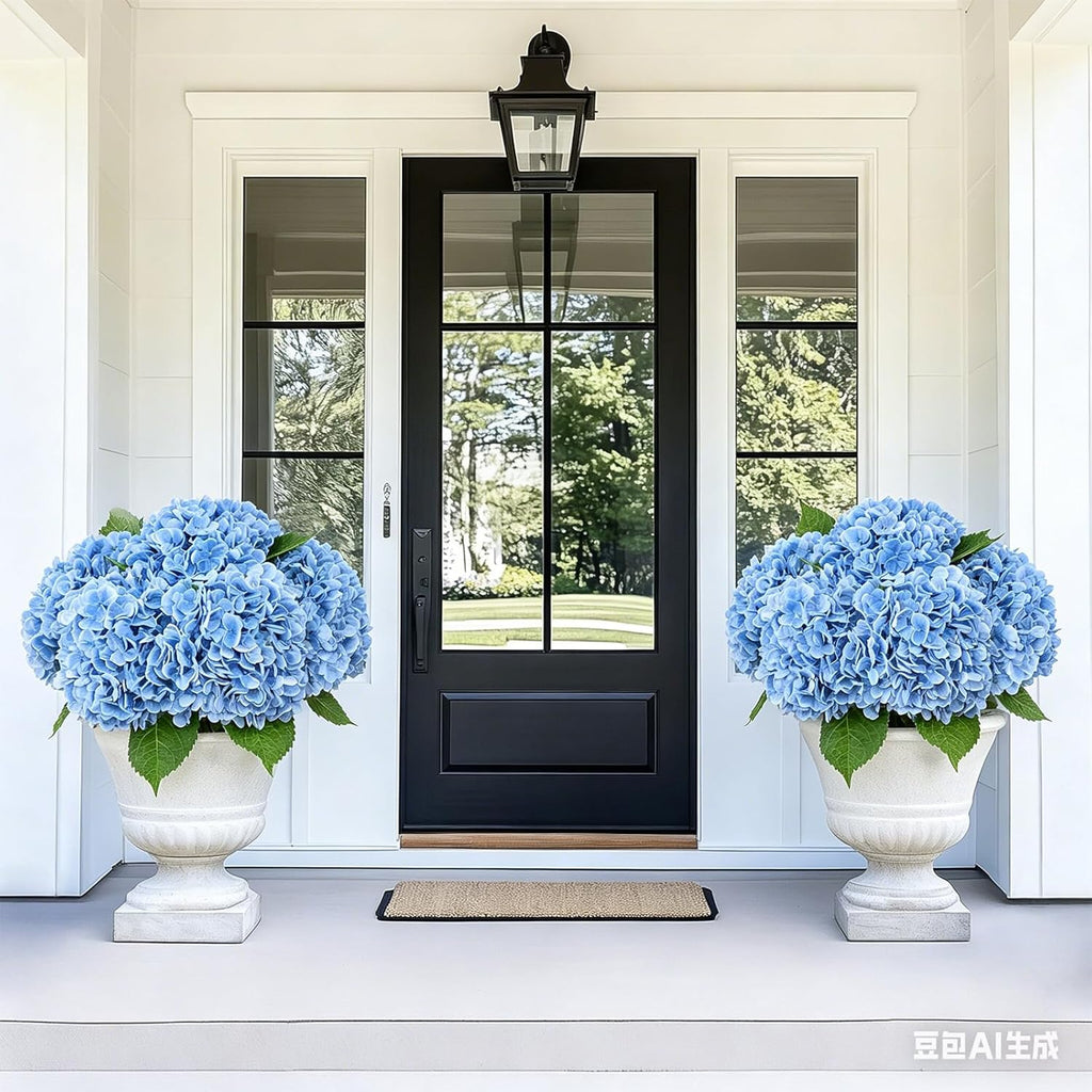 Yastouay 3 Pcs Real Touch Hydrangea Artificial Flowers, 21" Blue Full Faux Hydrangea Flowers Latex Fake Flowers for Home Decor Party Floral Arrangements Wedding Bouquets Centerpieces Outdoor Decor